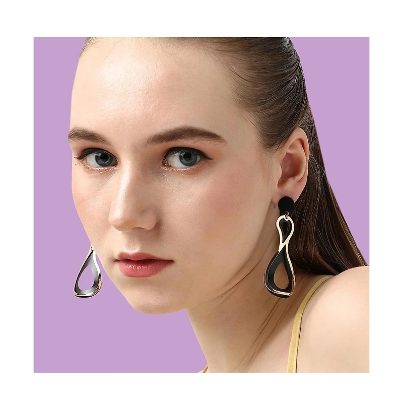 Sohi Women's Gold Block Drop Earrings