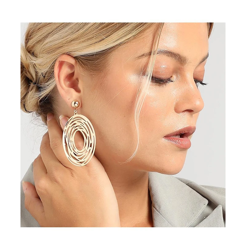 Sohi Women's Gold Rose Drop Earrings