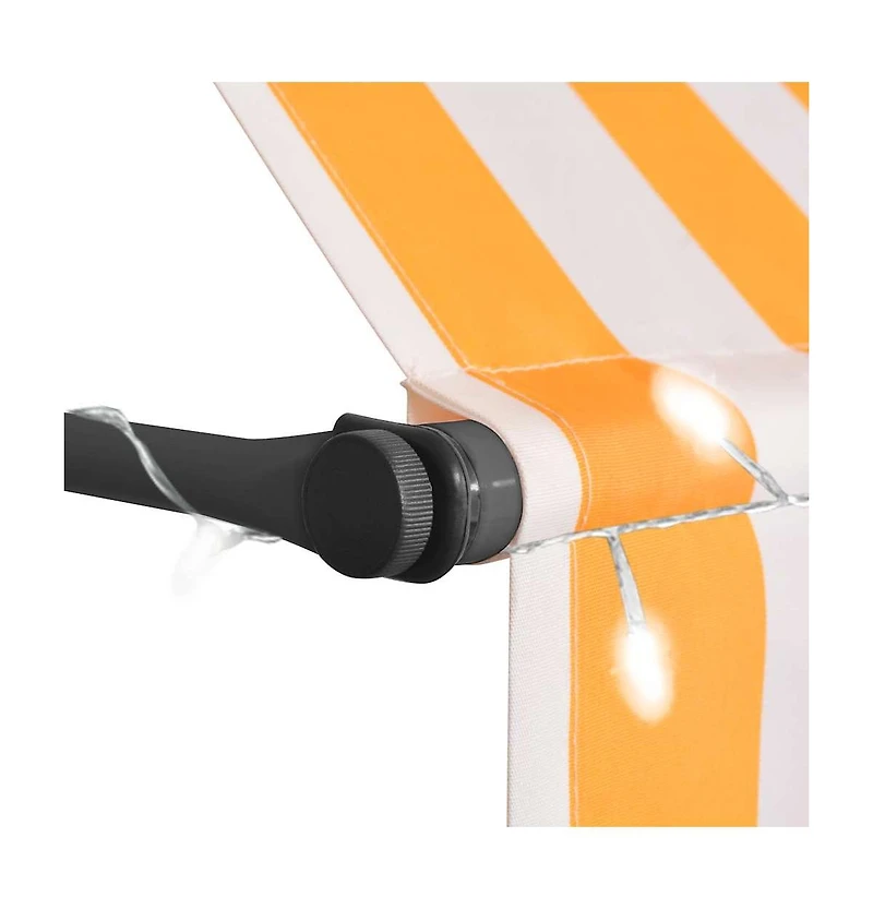 vidaXL Retractable Awning White and Orange Polyester with Pu coating, Steel