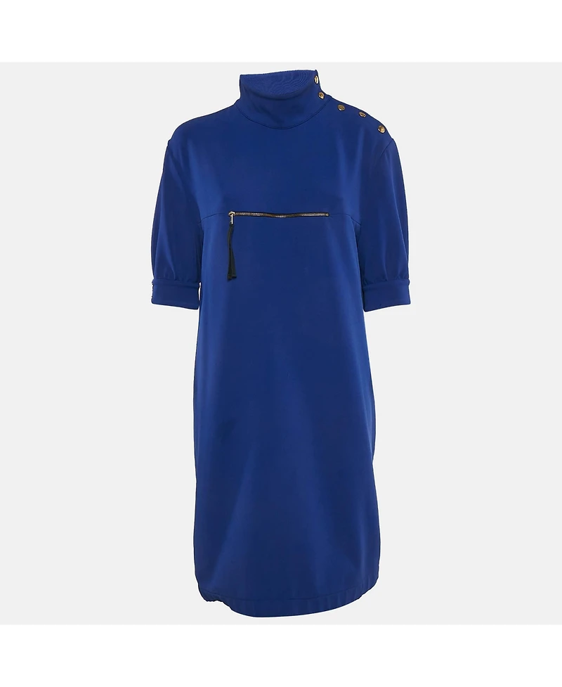 Pre-Owned Marni Women's Royal Blue Stretch Crepe Zip Detail Short Dress