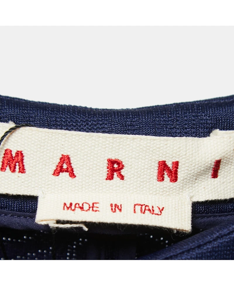 Pre-Owned Marni Women's Navy Blue Jacquard Bow Detail Sleeveless Short Dress