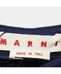 Pre-Owned Marni Women's Navy Blue Jacquard Bow Detail Sleeveless Short Dress