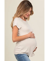 Pinkblush Maternity Beige Basic Short Sleeve Top