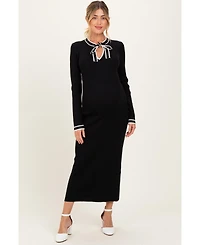 Pinkblush Maternity Black Tie Neck Sweater Midi Dress