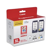 Canon 8278B005 (Pg-245XL/Cl-246XL) 180/300 Page-Yield Ink/Paper Combo - Black/Tri-Color