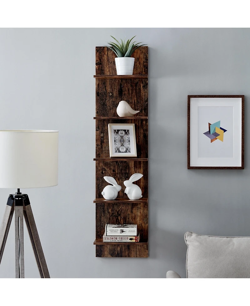Danya B Five Tier Wide Column Wall Shelf