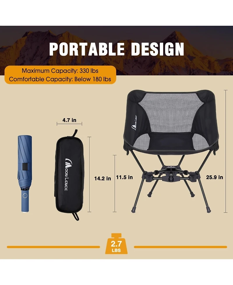 Piscifun Portable Camping Chair Backpacking - The 4th Generation Ultralight Folding -Lightweight Foldable Chairs for Hiking Beach