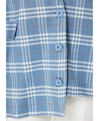 Pcfg Women's Linen-Blend Checked Free Heaven Blazer