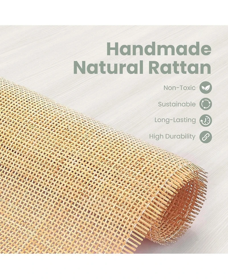 Gaomon 47.2" Rattan Buffet Sideboard – Boho Credenza with Drawers & Doors, Wooden Coffee Bar Storage for Entryway or Living Room (Natural