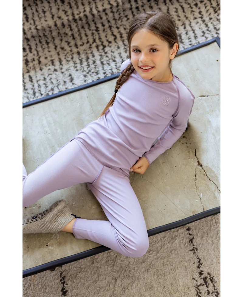 NoggiWear Little Girls Ribbed Loungewear Set