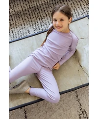 NoggiWear Little Girls Ribbed Loungewear Set