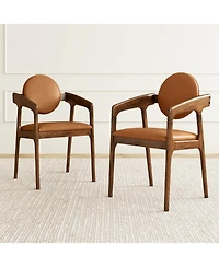 Gymax Wooden Dining Chair Set of 4 w/Rubber Wood Frame Padded Seat & Back Armrests