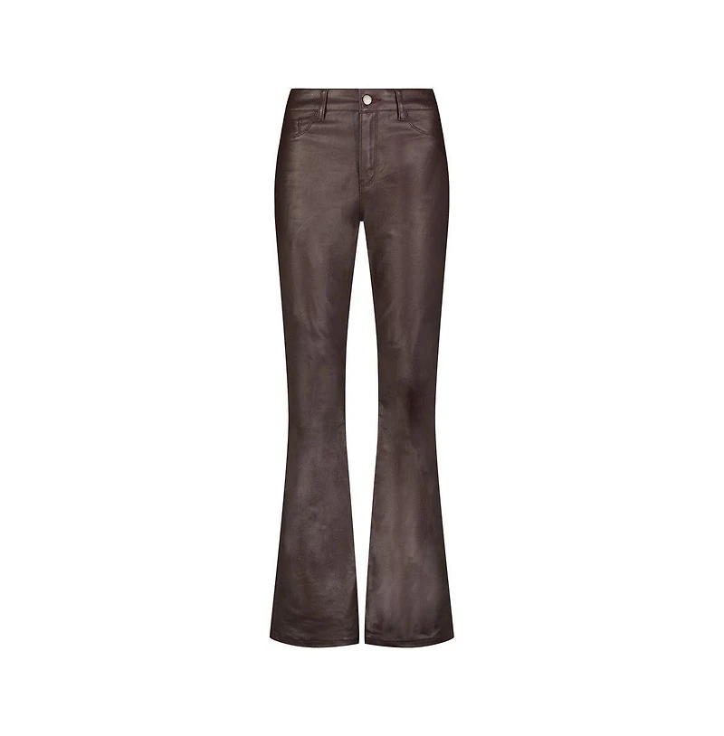 The Noli Shop Women's Aria Coated Flare Jean - Merlot