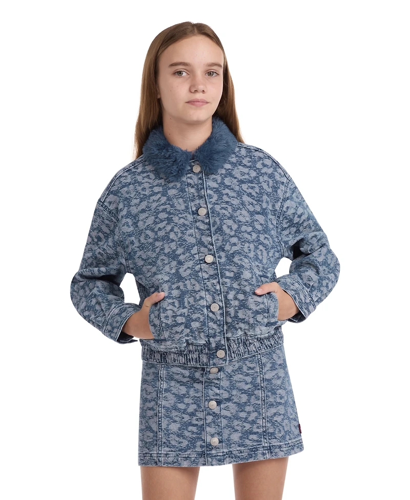 Levi's Girls 7-16 Oversized Leopard Print Trucker Jacket