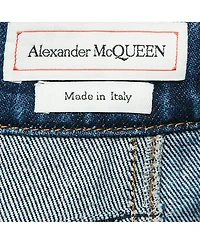 Pre-Owned Alexander Mcqueen Women's Blue Denim Dual Tone Pleated Mini Skirt