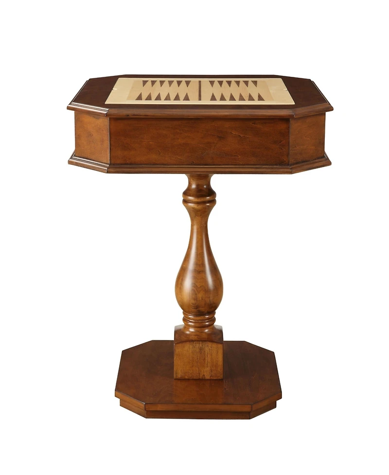 Cherry Wood Game Table with BuiltIn Chessboard and Two Storage Drawers Sturdy Pedestal Base for Organized Gaming and Display