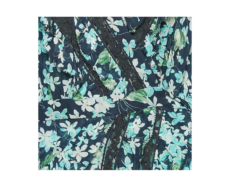 Pre-Owned Zimmermann Women's Blue Floral Print Crepe Ruffled Wrap Mini Dress