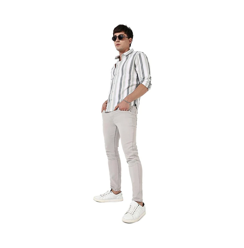 Campus Sutra Men's Multitrack Striped Button Up Shirt