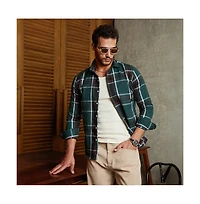 Campus Sutra Men's Ecru Beige & Midnight Black Withering Flora Imprint Shirt