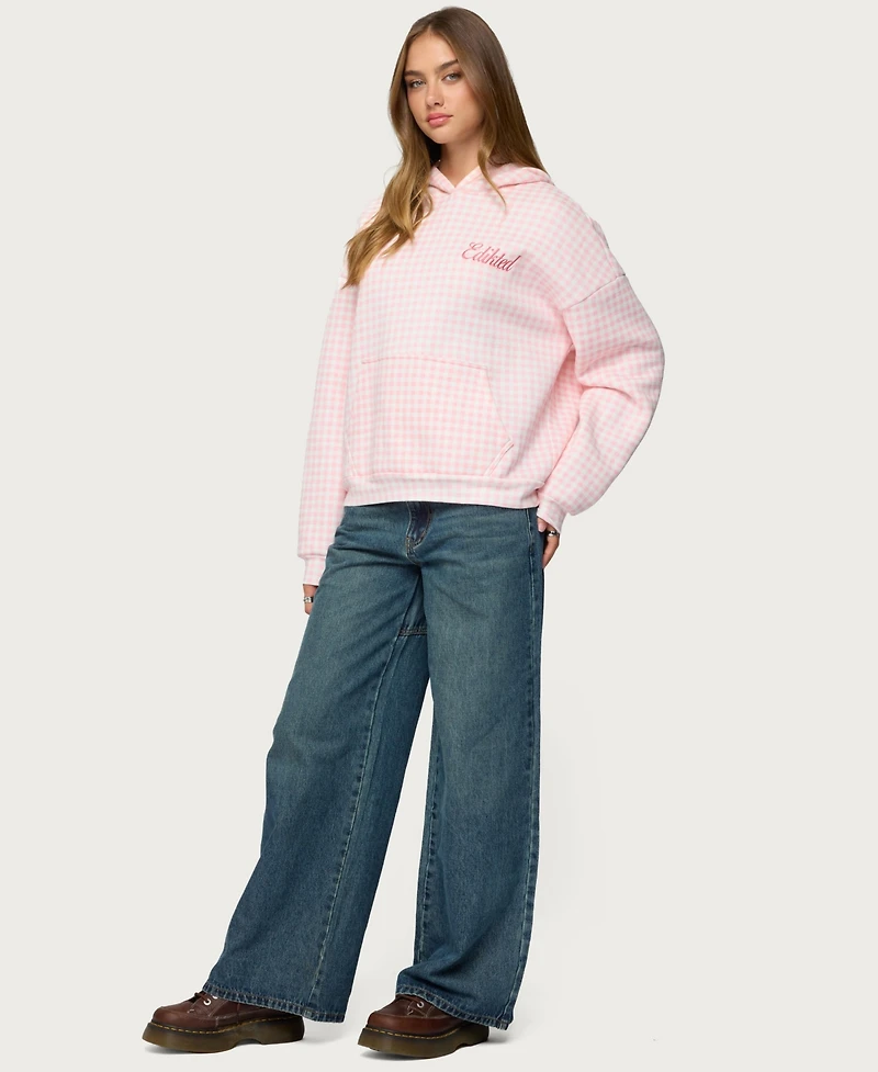 Edikted Women's Gingham Oversized Hoodie