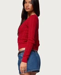 Edikted Women's Ashlee V Neck Cable Knit Top
