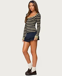 Edikted Women's Rainey Striped Long Sleeve Top