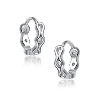 GiGiGirl Lovely Sterling Silver Cubic Zirconia Small Round Hoop Earrings