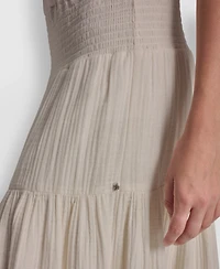 Dkny Jeans Women's Smocked-Waist Tiered Maxi Skirt