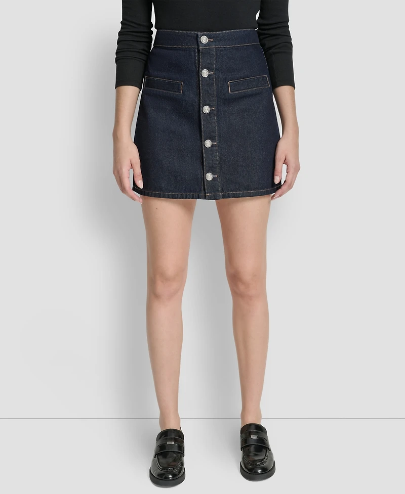 Dkny Jeans Women's High-Rise Button-Front Mini Skirt