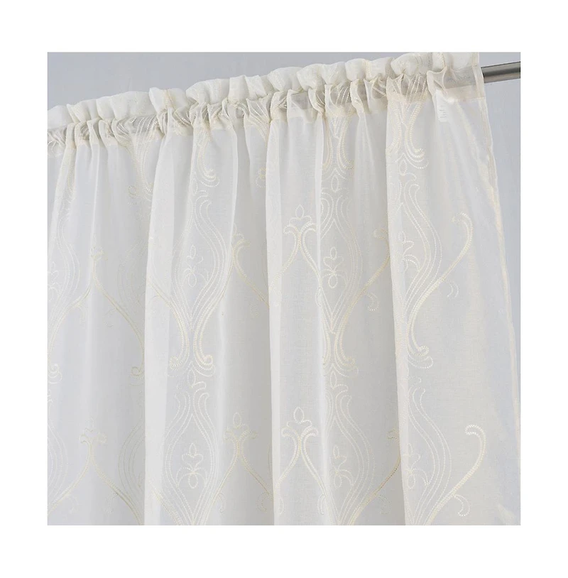 Rt Designers Collection Pearl Emb Metallic Doily Rod Pocket Room Darkening Window Curtain Panel for Bedroom 54" x 84" Gold