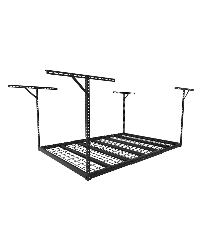 Fleximounts Max Series 48 in. W x 72 in. D x 22-40 in. H Black Heavy Duty Ceiling Mounted Overhead Garage Storage Rack-GR46BMAX-e