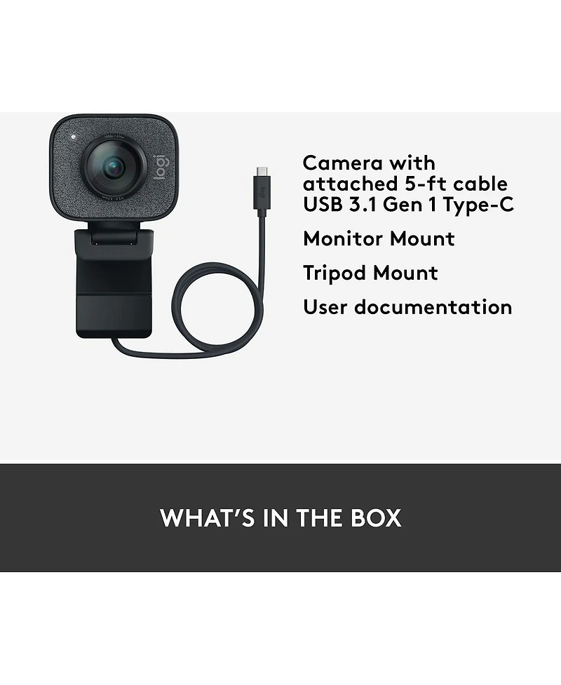 Logitech Streamcam Plus Webcam With Tripod (Graphite)