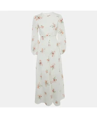 Pre-Owned Zimmermann Women's White Floral Print Linen Maxi Dress