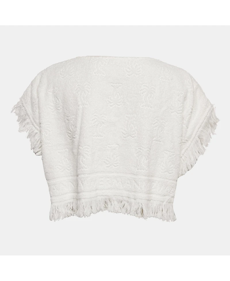 Pre-Owned Zimmermann Women's Palm Tree Terry Cotton Fringed Crop Top
