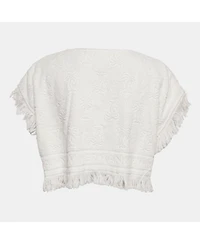 Pre-Owned Zimmermann Women's Palm Tree Terry Cotton Fringed Crop Top