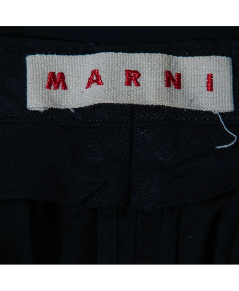 Pre-Owned Marni Women's Navy Blue Cotton Straight-Leg Trousers