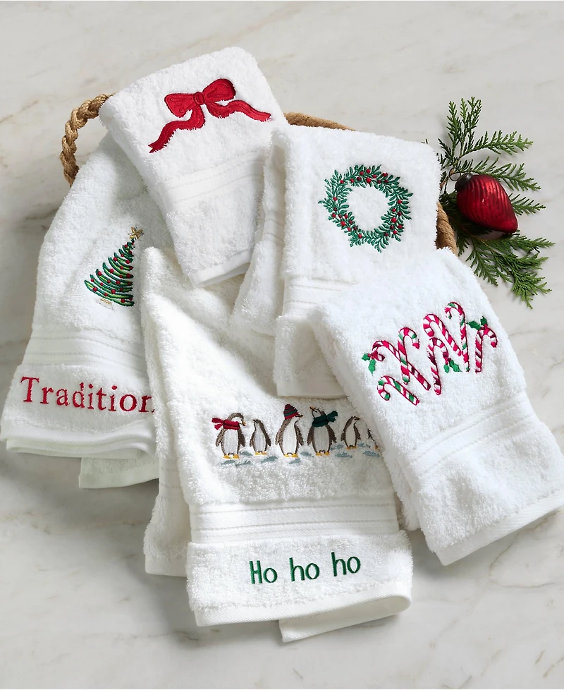 Lands' End Seasonal Cotton Embroidered Hand Towel