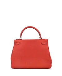 Pre-Owned Hermes Kelly 28 Handbag Red Togo with Palladium Hardware