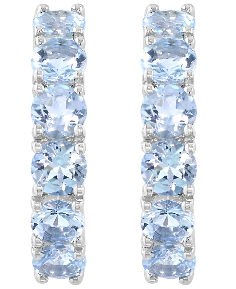 Effy Collection Aquamarine Hoop Earrings (2-7/8 ct. t.w.) in Sterling Silver