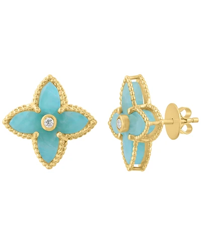 Effy Collection Onyx Earrings in 14k Yellow Gold Over Silver