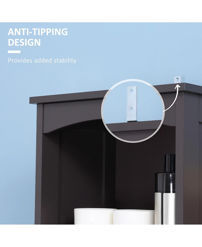 Homcom Bathroom Storage Cabinet Tall Free Sding Linen Tower w/ 3-Tier Shelf