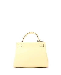 Pre-Owned HERMES Kelly 28 Handbag Yellow Clemence with Palladium Hardware