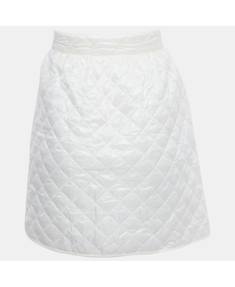 Pre-Owned Moncler Women's White Nylon Quilted A-Line Mini Skirt