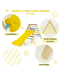 Skonyon 3-in-1 Wooden Climbing Triangle Set Triangle Climber with Ramp-Multicolor