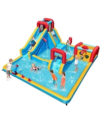 Skonyon Inflatable Double Water Slide Park 9-in-1 Giant Bounce House