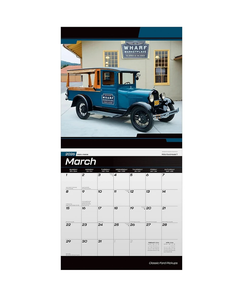 BrownTrout Classic Ford Pickups Official | 2026 12 x 24 Inch (Hanging) Monthly Square Wall Calendar | Foil Stamped Cover | Plastic-Free