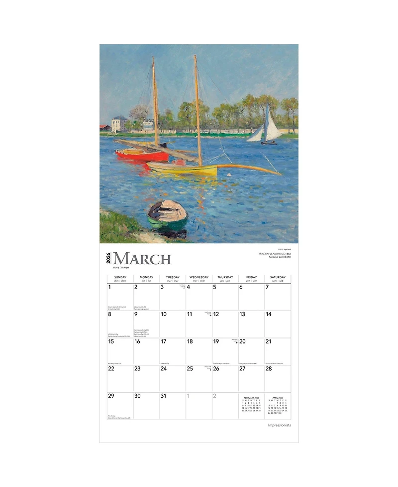 BrownTrout Impressionists | 2026 12 x 24 Inch (Hanging) Monthly Square Wall Calendar | Plastic-Free