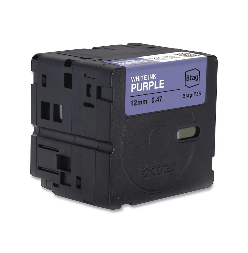 Brother P-Touch BtagF35 0.47 in. x 13.1 ft. Genuine P-Touch BTAG Label Tapes - White on Purple