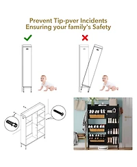 gaomon Rattan Shoe Storage Cabinet with 3 Flip Drawers, Freestanding Organizer with Adjustable Shelves