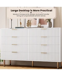 gaomon Fluted 8 Drawer Dresser, 54" Wide Modern Chest with Deep Drawers, Long Double Dresser Tv Stand for Living Room, Bedroom, Hallway